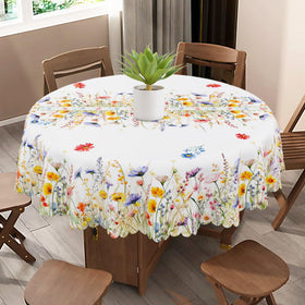 Cusugbaso spring tablecloth with vivid floral patterns for outdoor dining.