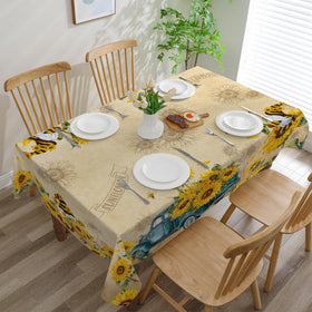 Cusugbaso tablecloth with waterproof coating protecting the table from spills