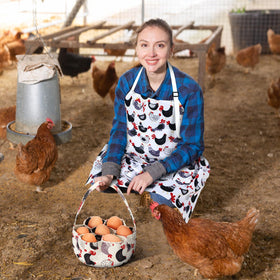 Cutecrop apron on model with rustic style and practical coverage