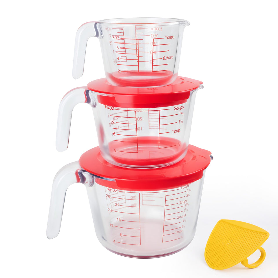 CutePlan glass measuring cups 1 cup for precise baking measurements.