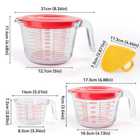 CutePlan glass measuring cups 2 cup size for versatile kitchen prep.