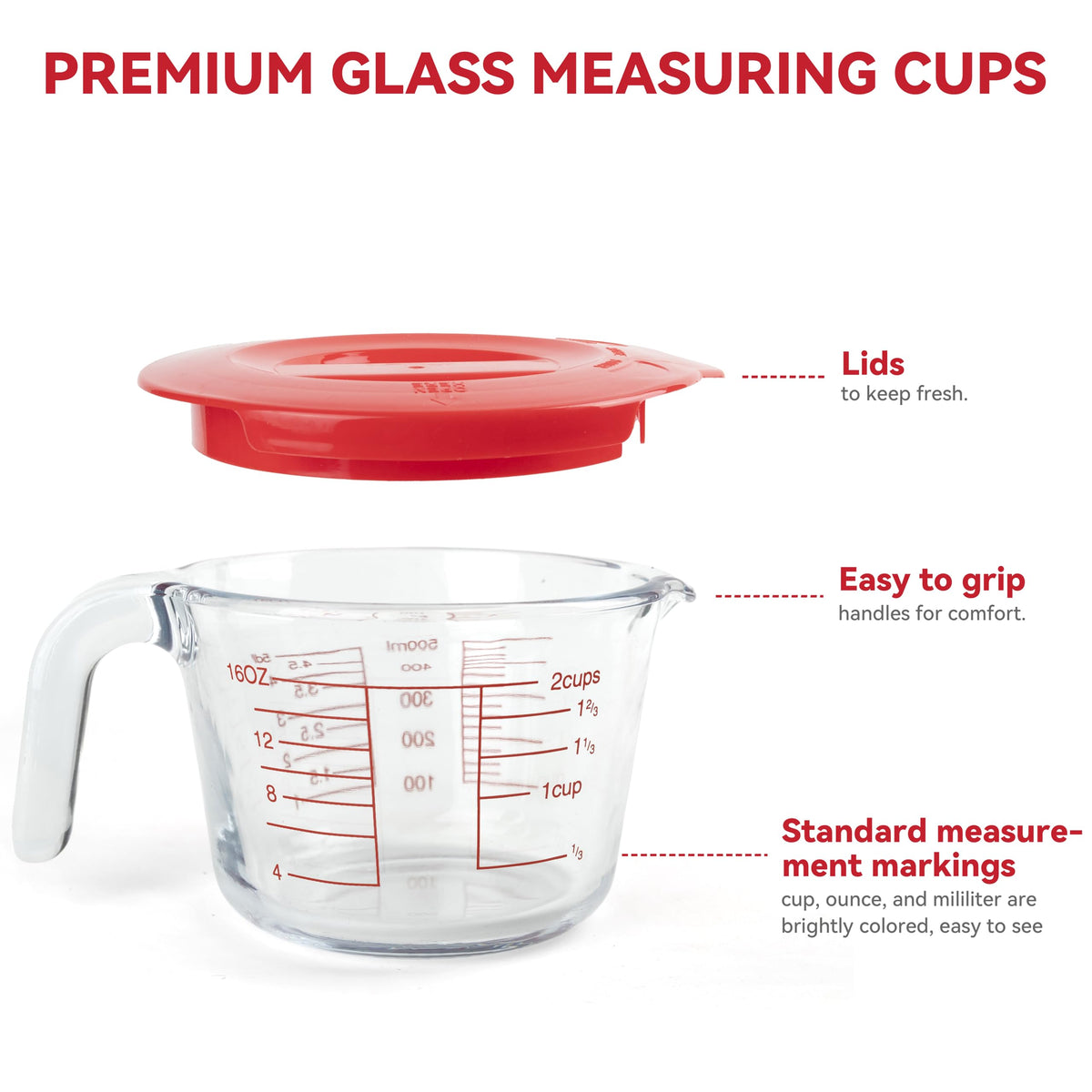 CutePlan measuring cups lids protect odors and keep contents fresh.