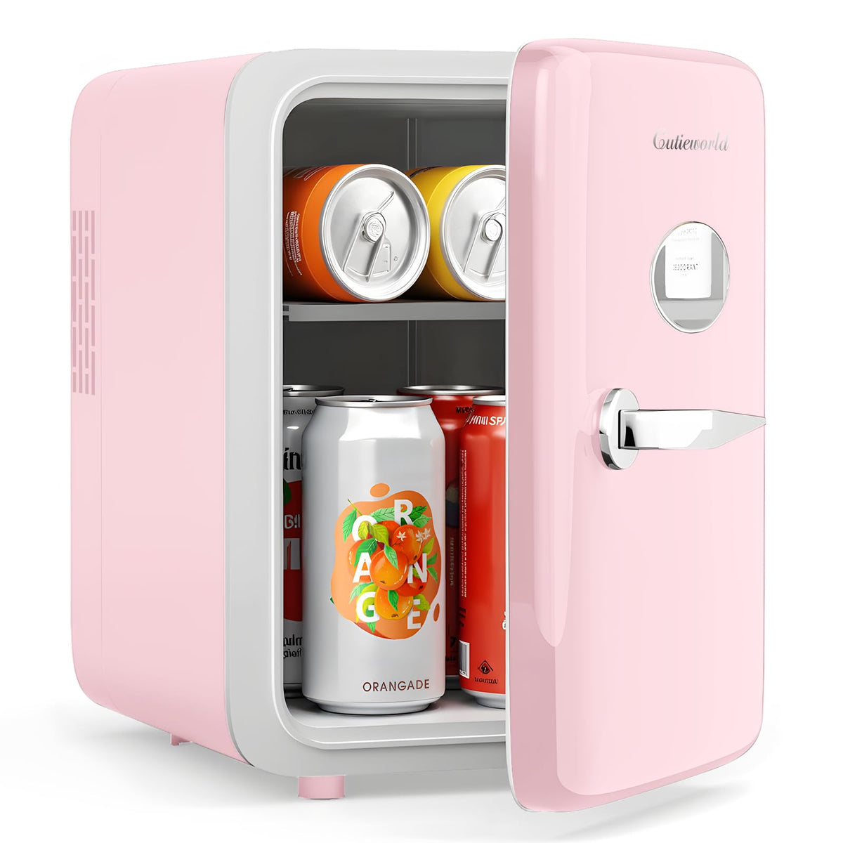 CUTIEWORLD skincare fridge with 4L capacity keeps cosmetics fresh and organized.