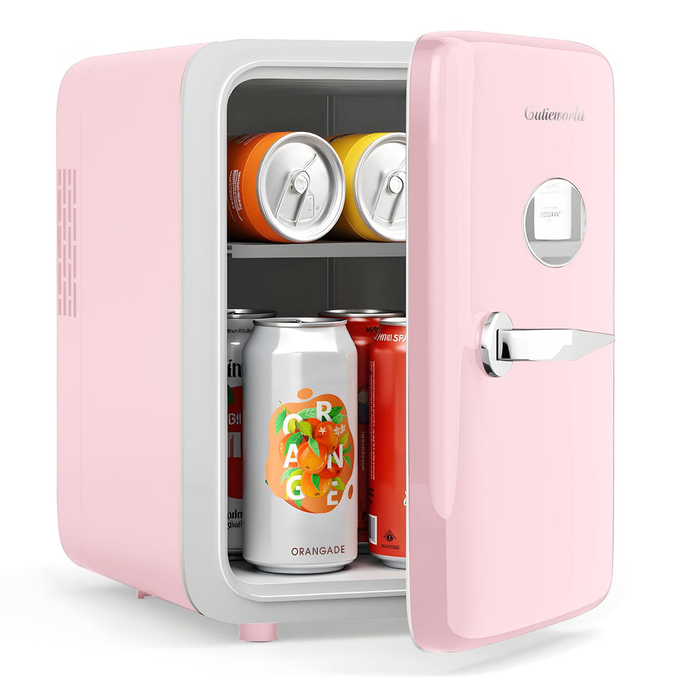 CUTIEWORLD skincare fridge with 4L capacity keeps cosmetics fresh and organized.