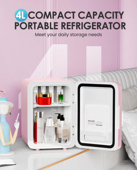 CUTIEWORLD skincare fridge quiet operation ideal for bedroom or desk.