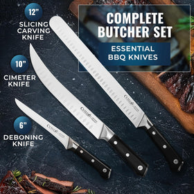 Cutluxe 6-inch boning knife precision cuts around joints.