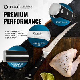 Cutluxe boning knife 6in full tang handle for balanced control