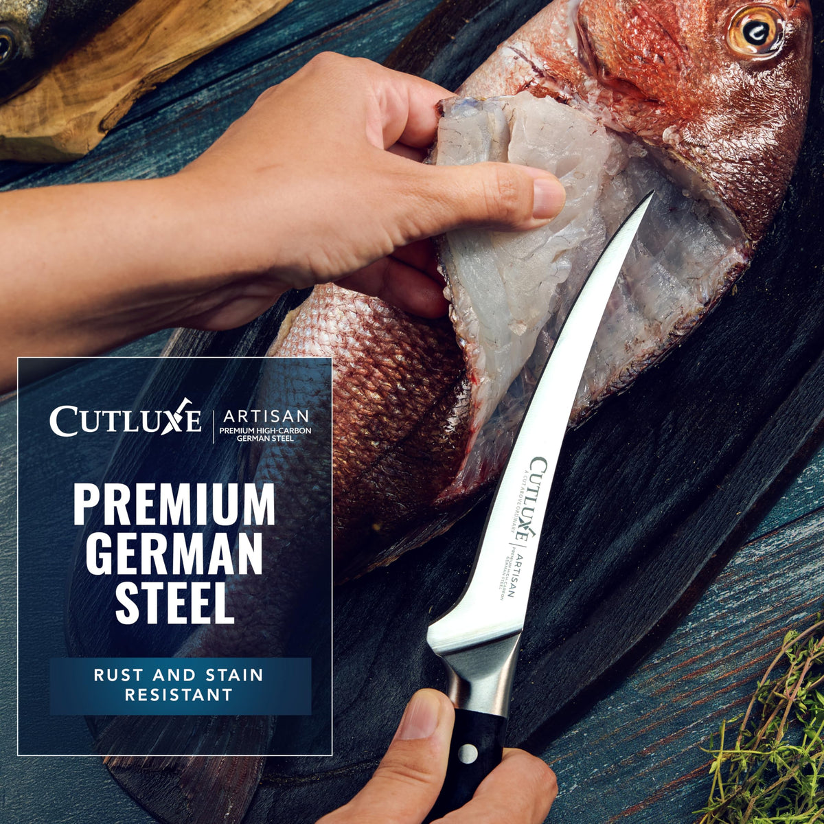 Cutluxe boning knife 6in meat deboning for cleaner prep
