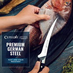 Cutluxe boning knife 6in meat deboning for cleaner prep