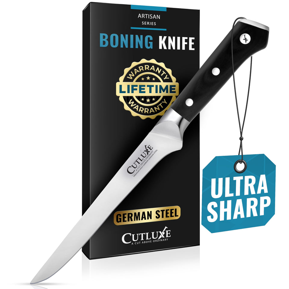 Cutluxe boning knife 6 inch razor edge for precise filleting and trimming