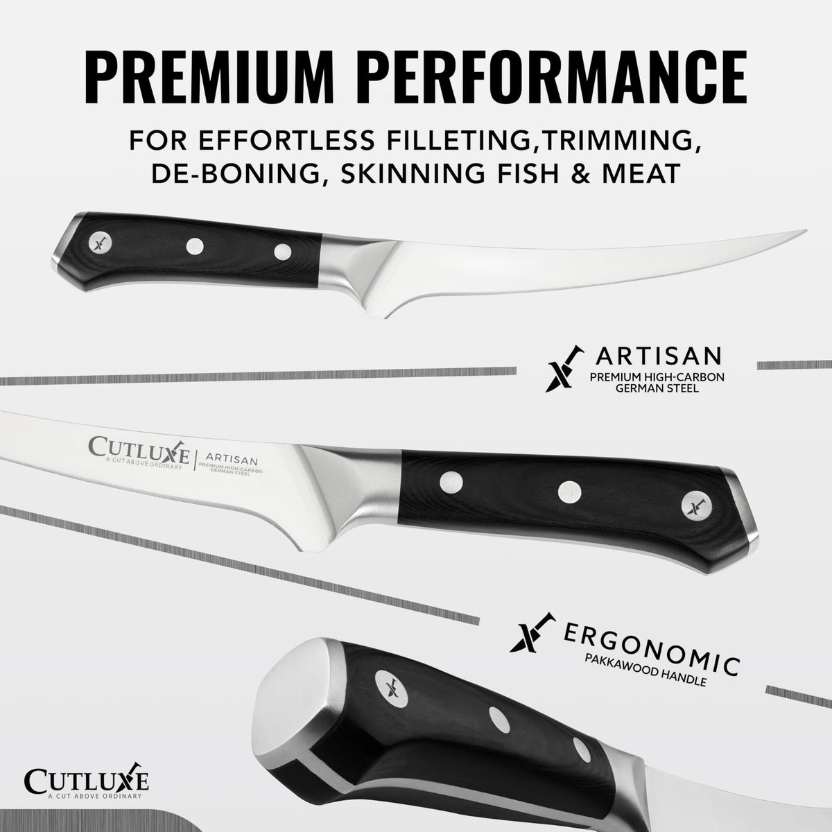 Cutluxe boning knife 6in sanitized handle for durable kitchen tool