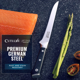 Cutluxe boning knife for deboning and filleting use
