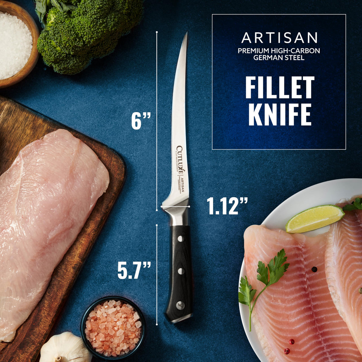 Cutluxe boning knife flexible blade for precise deboning