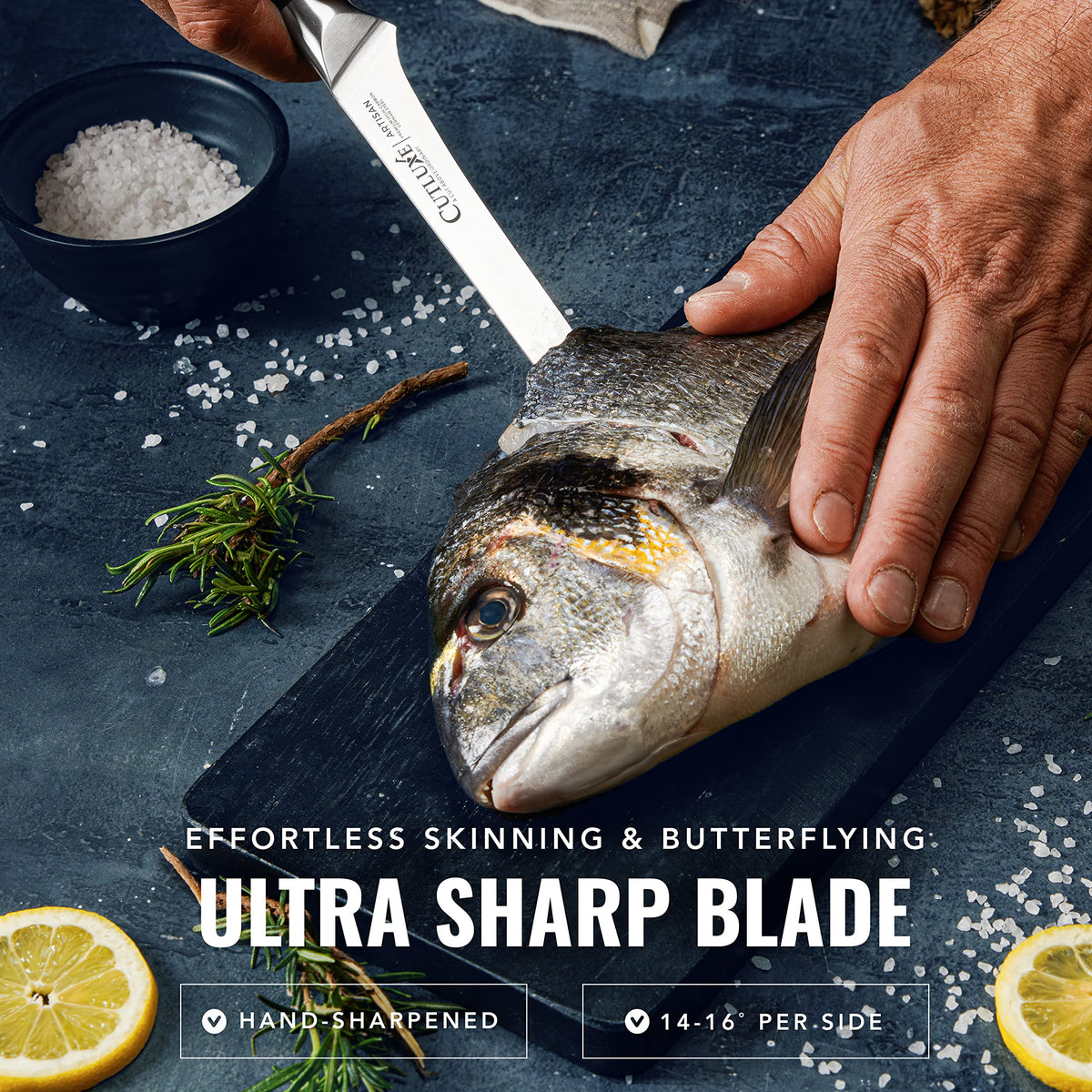 Cutluxe boning knife full tang ergonomic handle for steady control