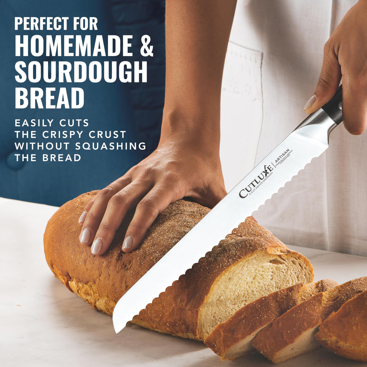 Cutluxe 56+ Rockwell hardness resists wear for durable daily use.