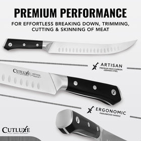 Cutluxe butcher knife full tang ergonomic handle ensures comfortable long use
