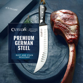 Cutluxe knife in use showing rust and stain resistance in daily work