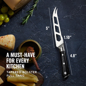 Cutluxe pakkawood handle provides a comfortable grip.