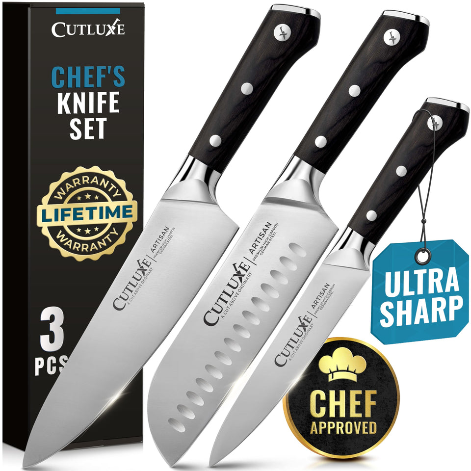 Cutluxe Chef Knife Set 8 inch blade for precise slicing in professional meals.