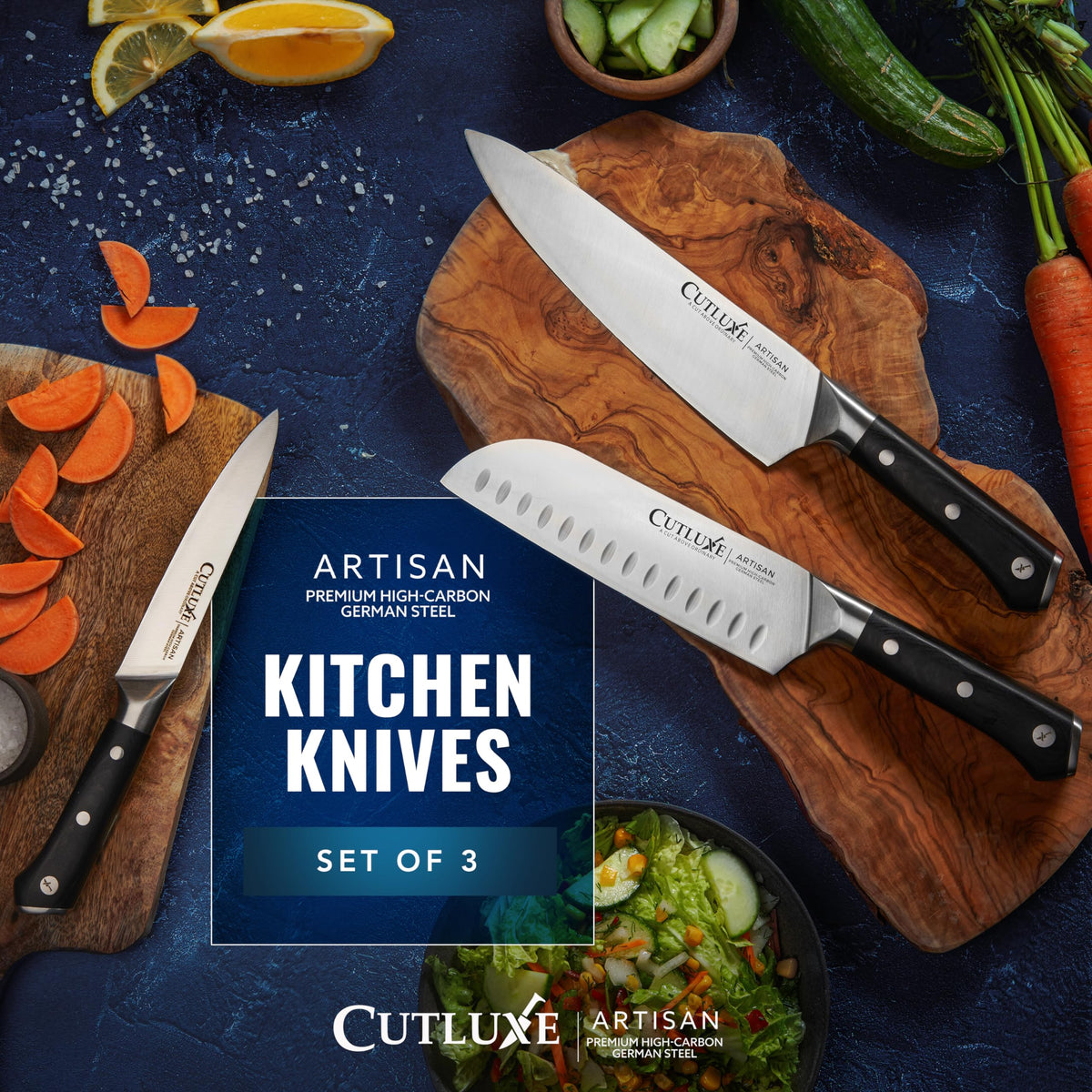 Cutluxe Chef Knife Set durable construction designed to last years of use.