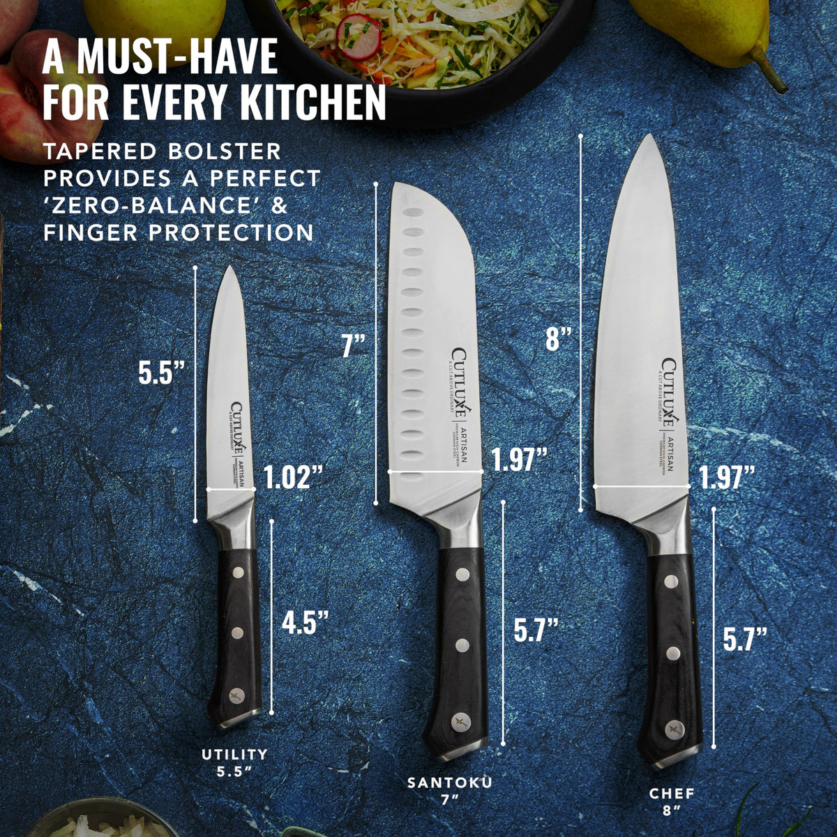 Cutluxe Chef Knife Set gift-ready packaging shown as a thoughtful present.