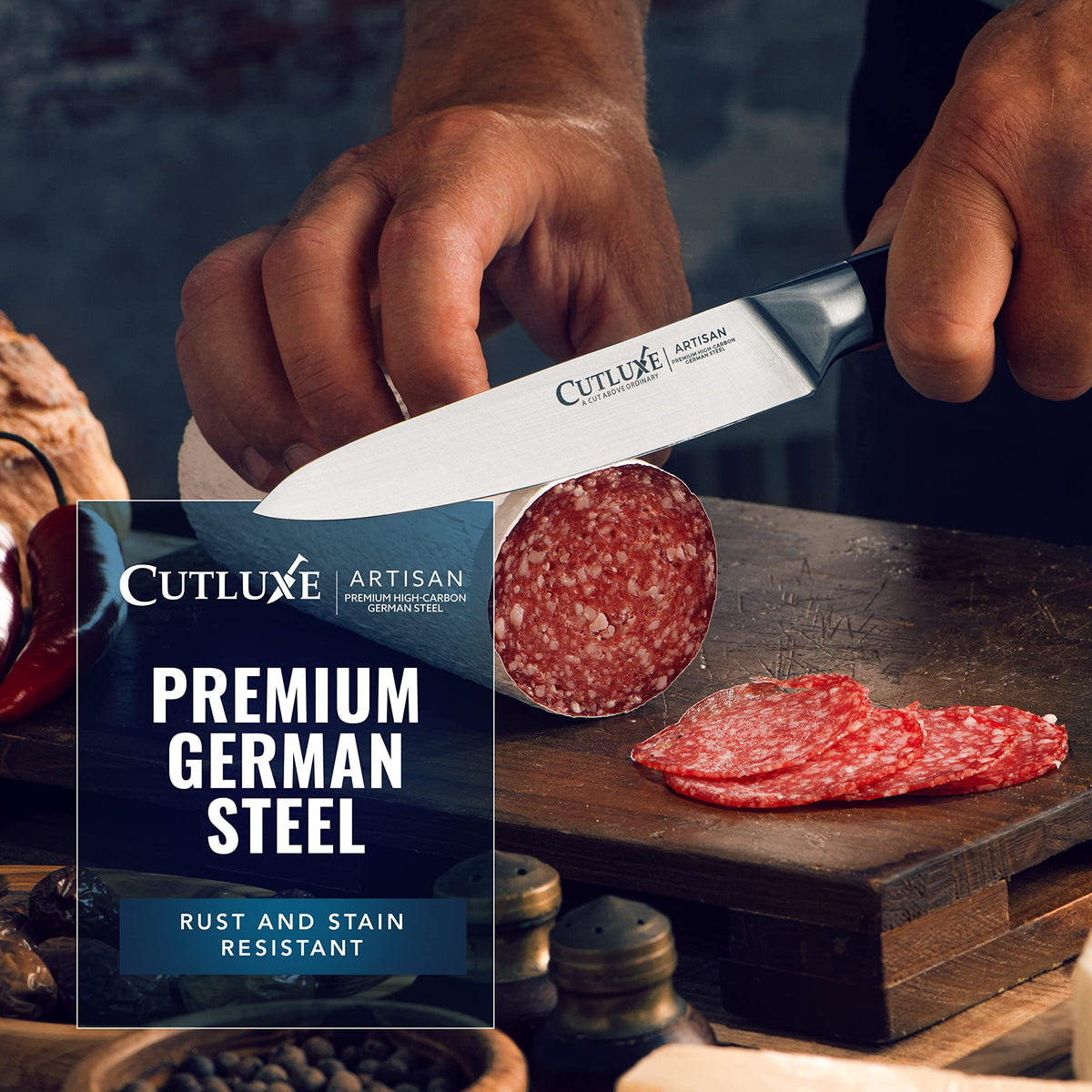 Cutluxe Chef Knife Set in action for daily kitchen prep and meals.