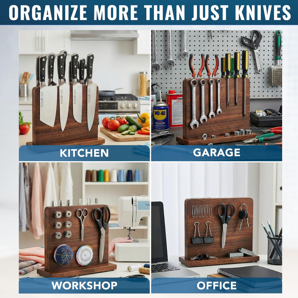 Cutluxe easy-access knife storage speeds up prep and safety.
