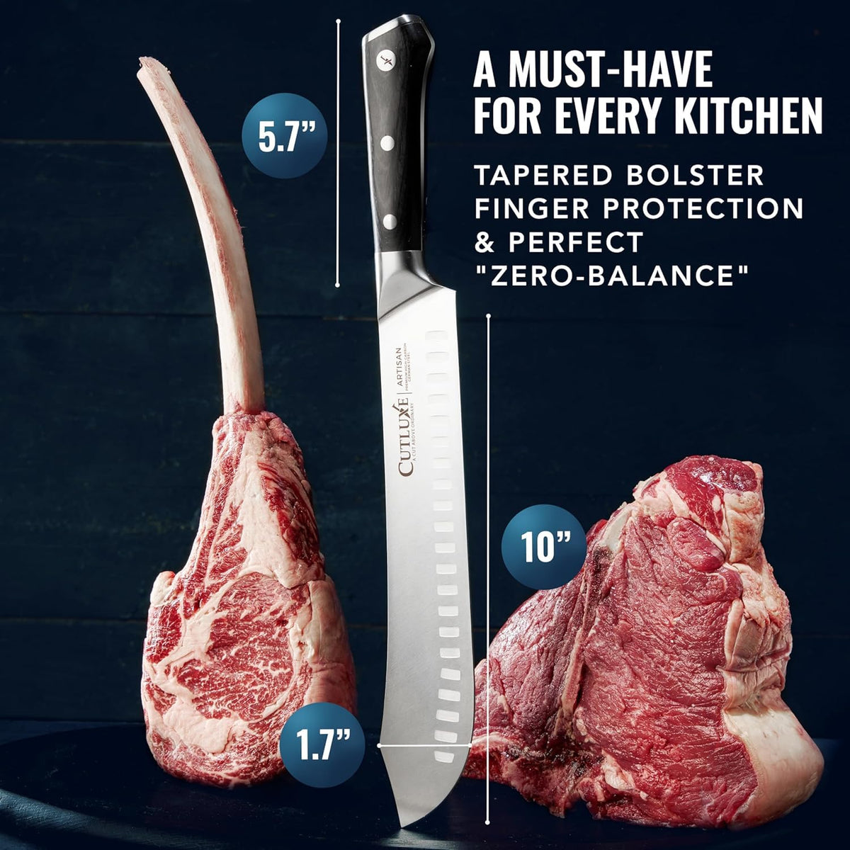 Cutluxe lifetime warranty backs blade against defects for confident use.