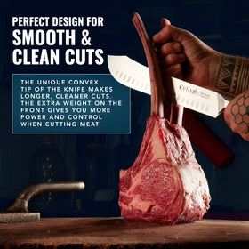 Cutluxe front-weighted design adds power for large cuts.