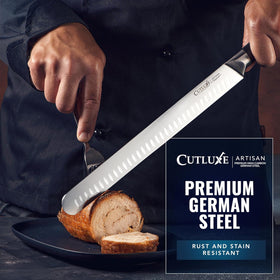 Cutluxe German steel construction ensures rust resistance