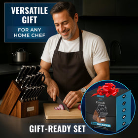 Cutluxe kitchen shears and honing rod image underline versatile maintenance for chef-ready prep.