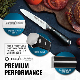 Cutluxe lifetime warranty badge communicates long-term quality assurance