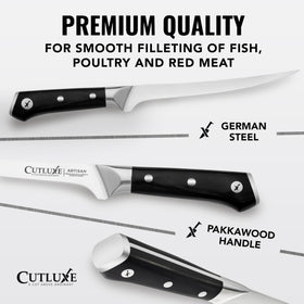 Cutluxe pakkawood handle full tang for secure grip