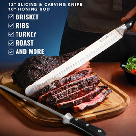 Cutluxe pakkawood handles for comfortable, secure grip