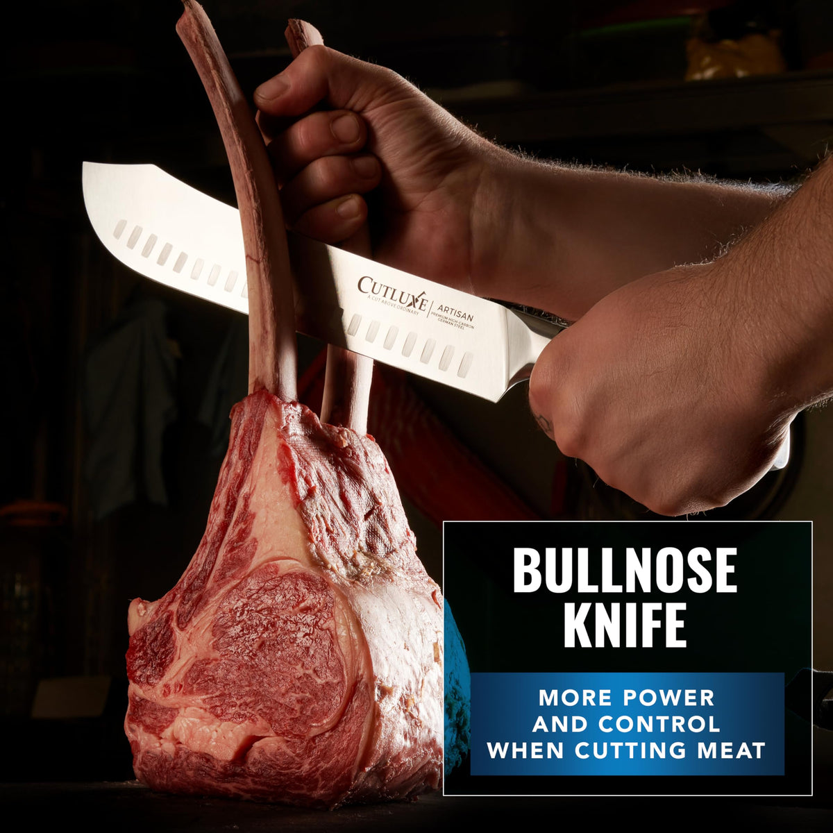 Cutluxe premium German steel construction for durability.