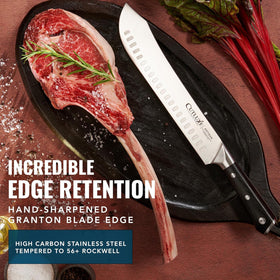 Cutluxe razor-sharp edge supports precision slicing in busy kitchens.