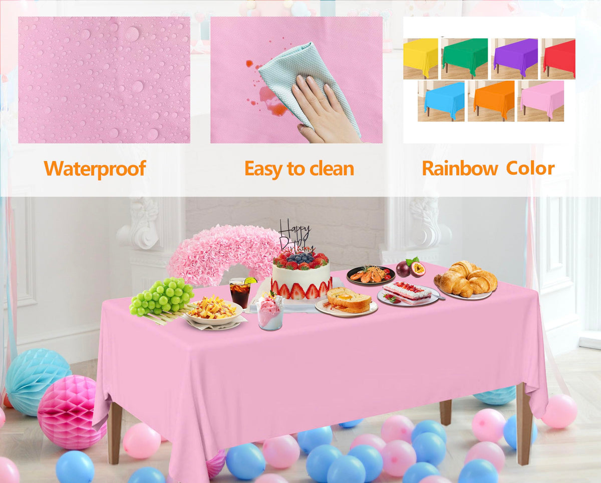 CUUSNNY pastel color tablecloths add elegance to baby showers.