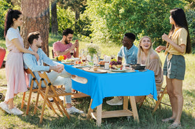 CUUSNNY waterproof disposable tablecloth protects surfaces during meals.