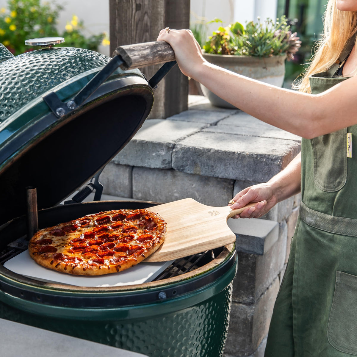Cuzi Gourmet stone on oven and grill for versatile baking.