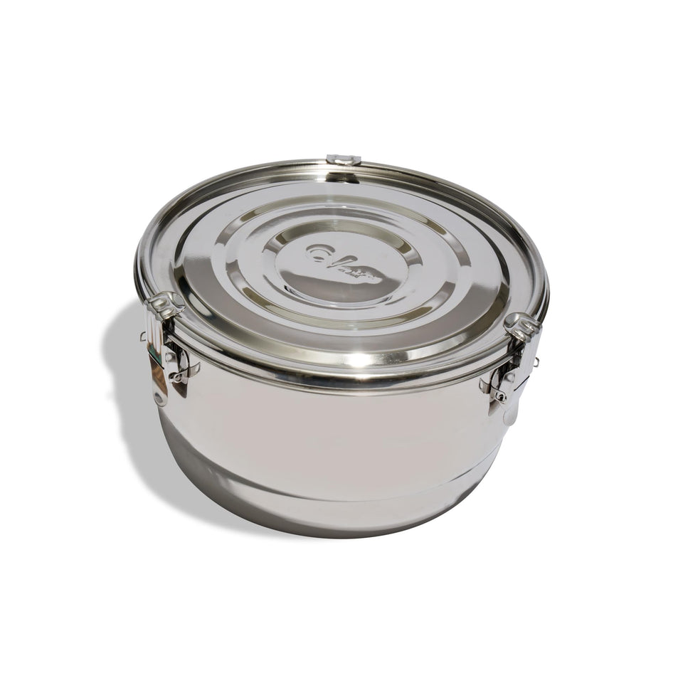 CVAULT half-pound storage container with airtight lid preserves freshness.