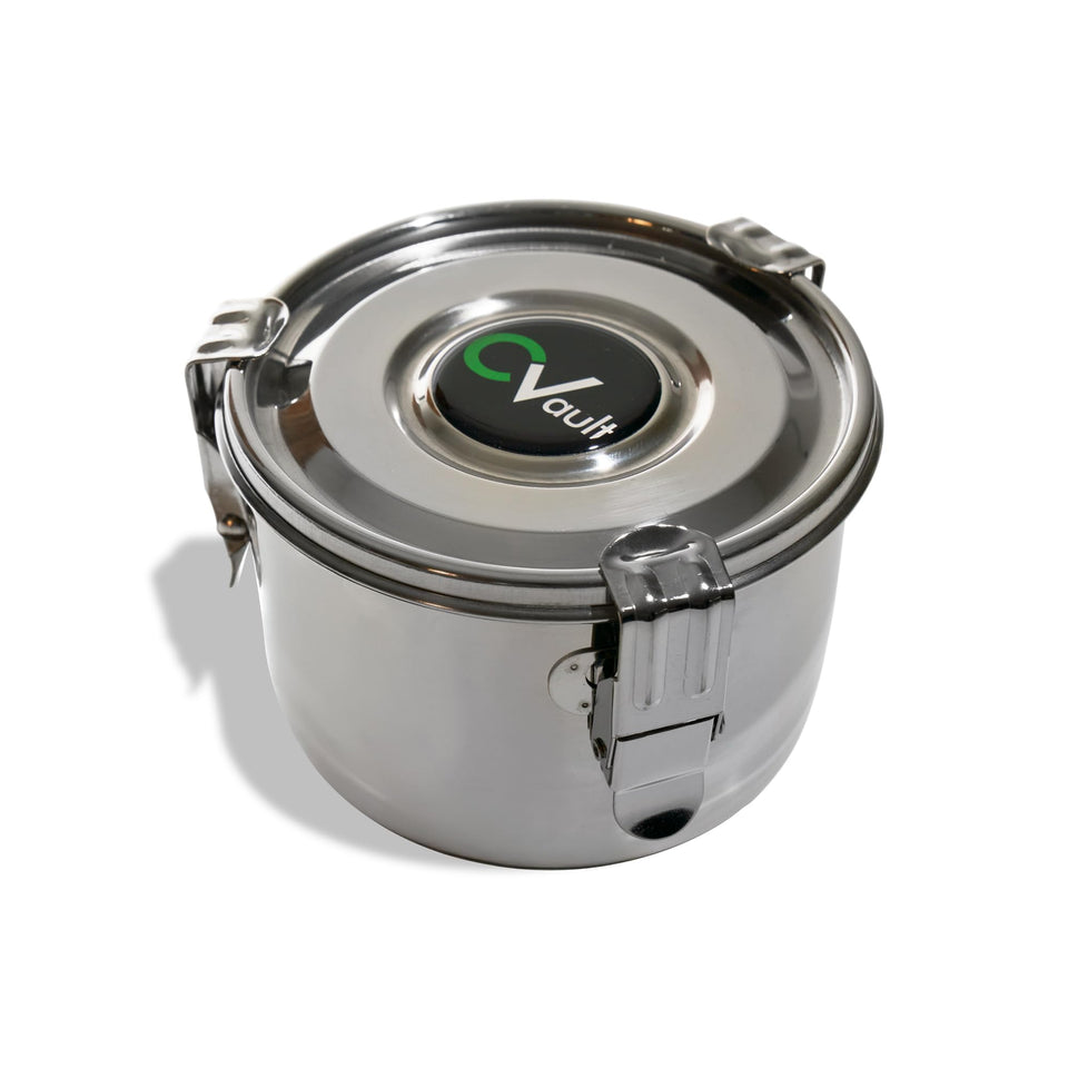 CVAULT Large 2 oz storage container with humidity pack preserves freshness on the go.