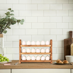 CVHOMEDECO egg holder on countertop ideal for eggs, chocolates, and treats.