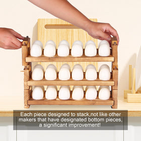 CVHOMEDECO stackable egg holder reduces countertop clutter while keeping eggs accessible.
