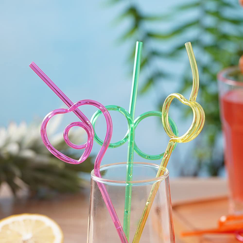 CVNDKN colorful straw assortment with 12 shapes for celebrations