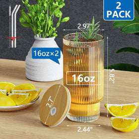 CWHHRN 16oz glass cup with lid and straw in a bundle offer