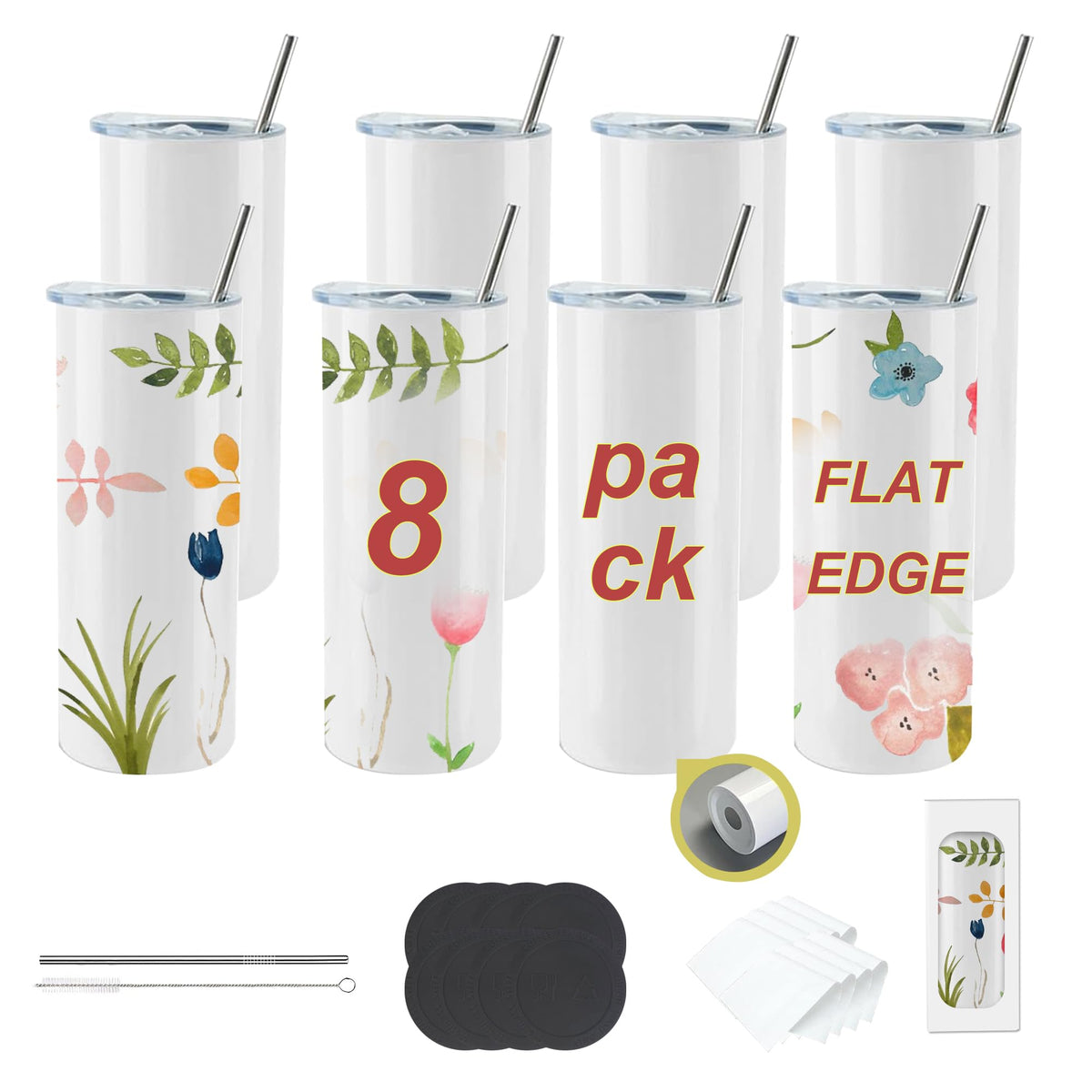 CWRIEB 20oz sublimation tumbler with flat edge for vibrant full-wrap designs.