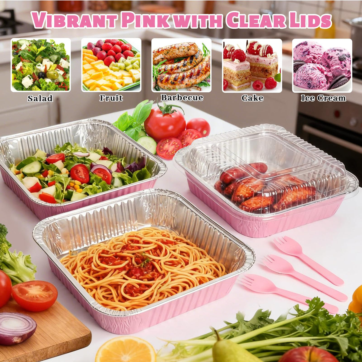 CXIIPOL disposable spoons included with the pans for quick serving.