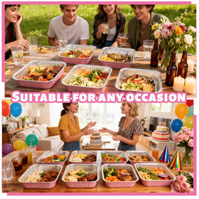CXIIPOL multi-use pans support cakes, salads, and small portions at gatherings.