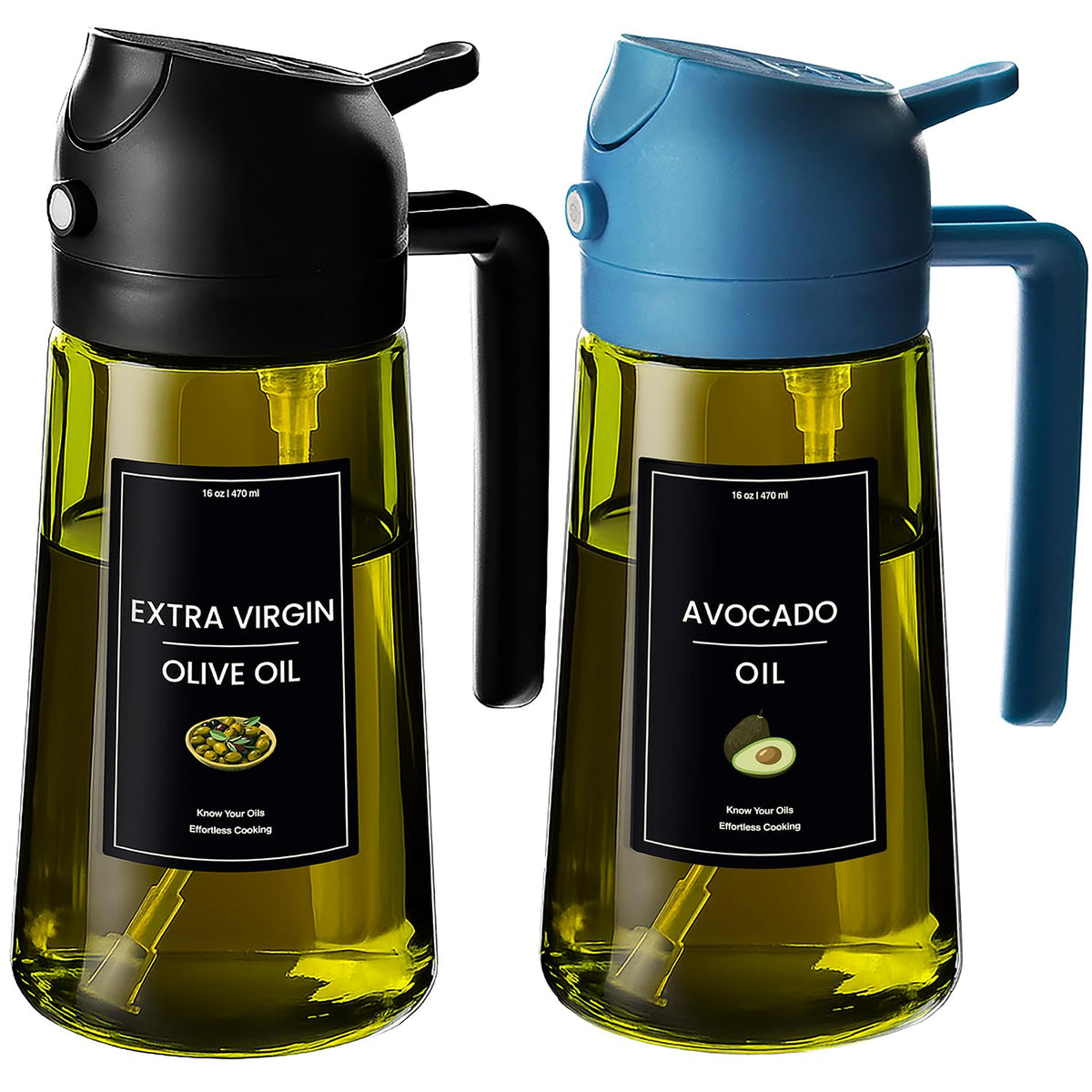 CXINYI 16oz olive oil dispenser bottle for spray and pour with light-protective glass.