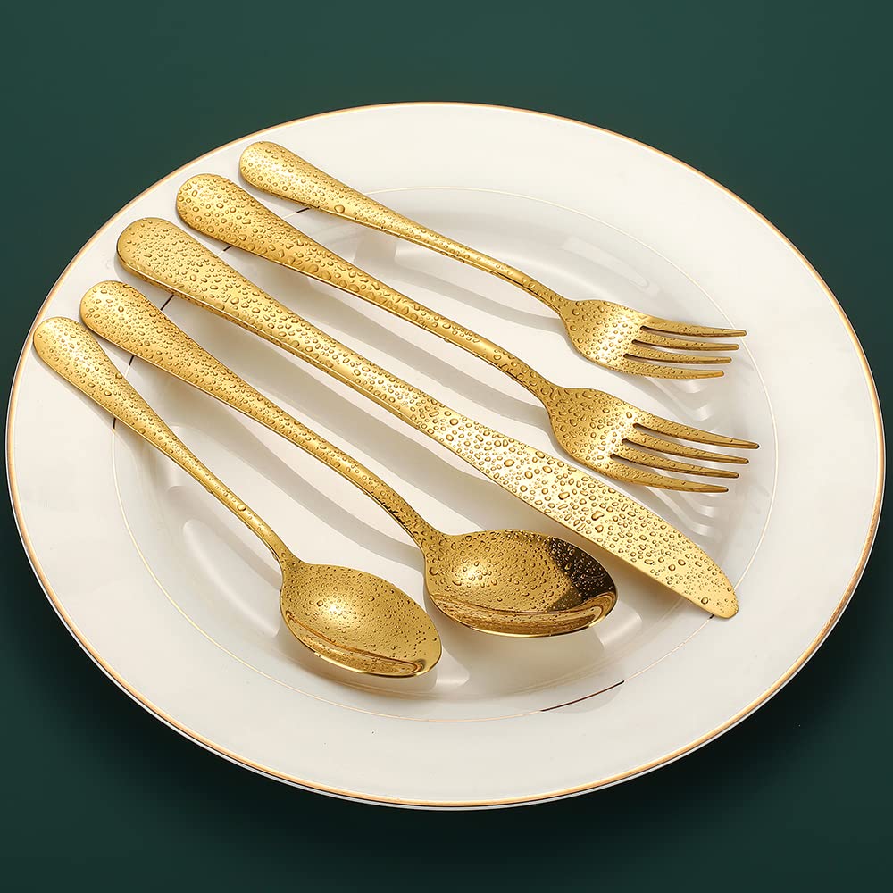CXJY gold silverware closeup shows titanium plating and shine.